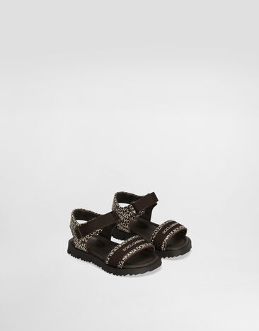 Dolce & Gabbana Calfskin sandals with Dolce&Gabbana logo print Brown DL0078AX182
