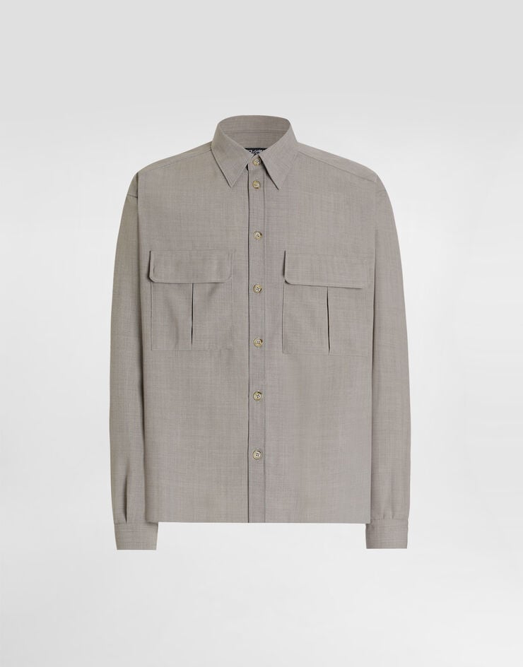 Dolce & Gabbana Virgin wool canvas shirt Multicolor G5OJ2THU2BP