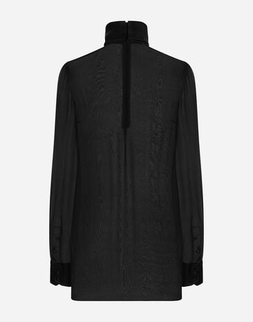 Dolce & Gabbana Bluse aus Seidenchiffon mit Details aus Seidensatin Schwarz F7AI0TFU1AT