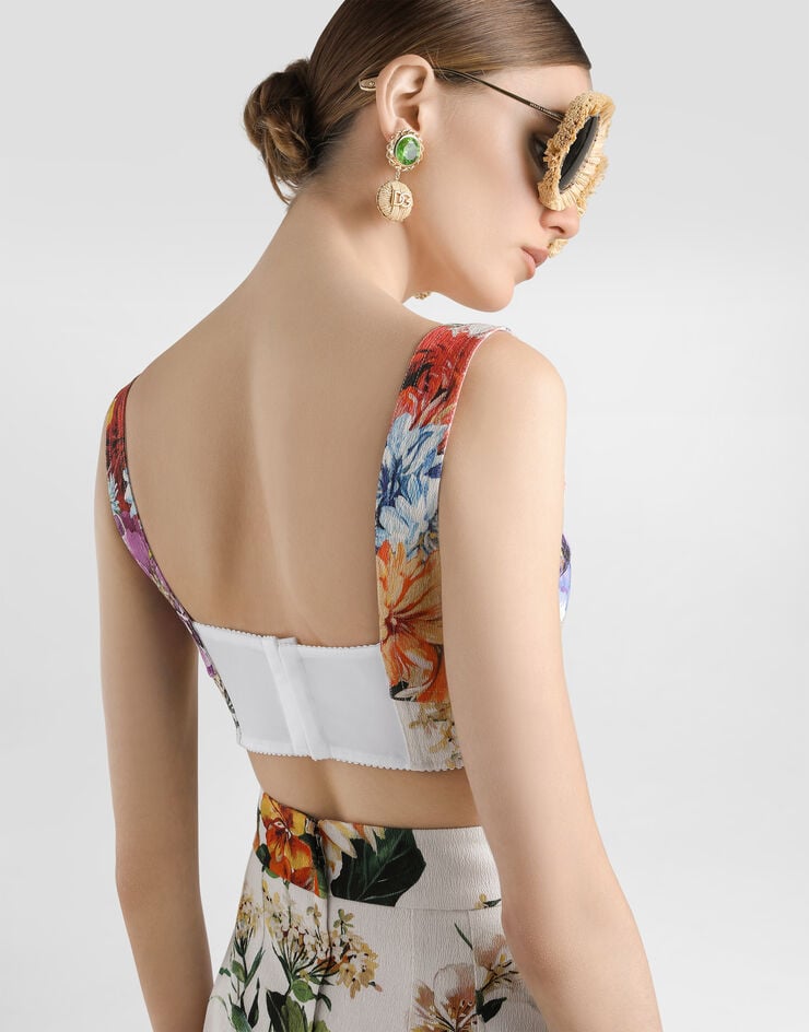 Dolce & Gabbana Top corsetero con estampado de buqué de flores Imprima F7Y28TFSRQU