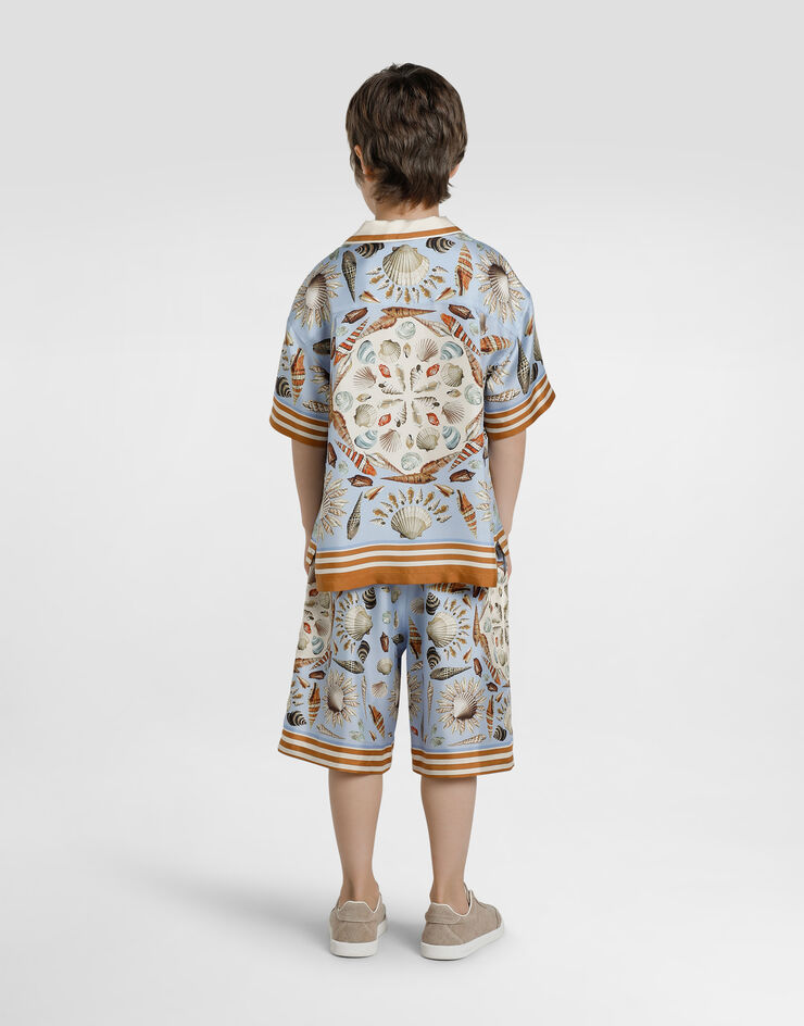 Dolce & Gabbana Shell-print short-sleeved twill shirt Multicolor L43S81HI1ZB