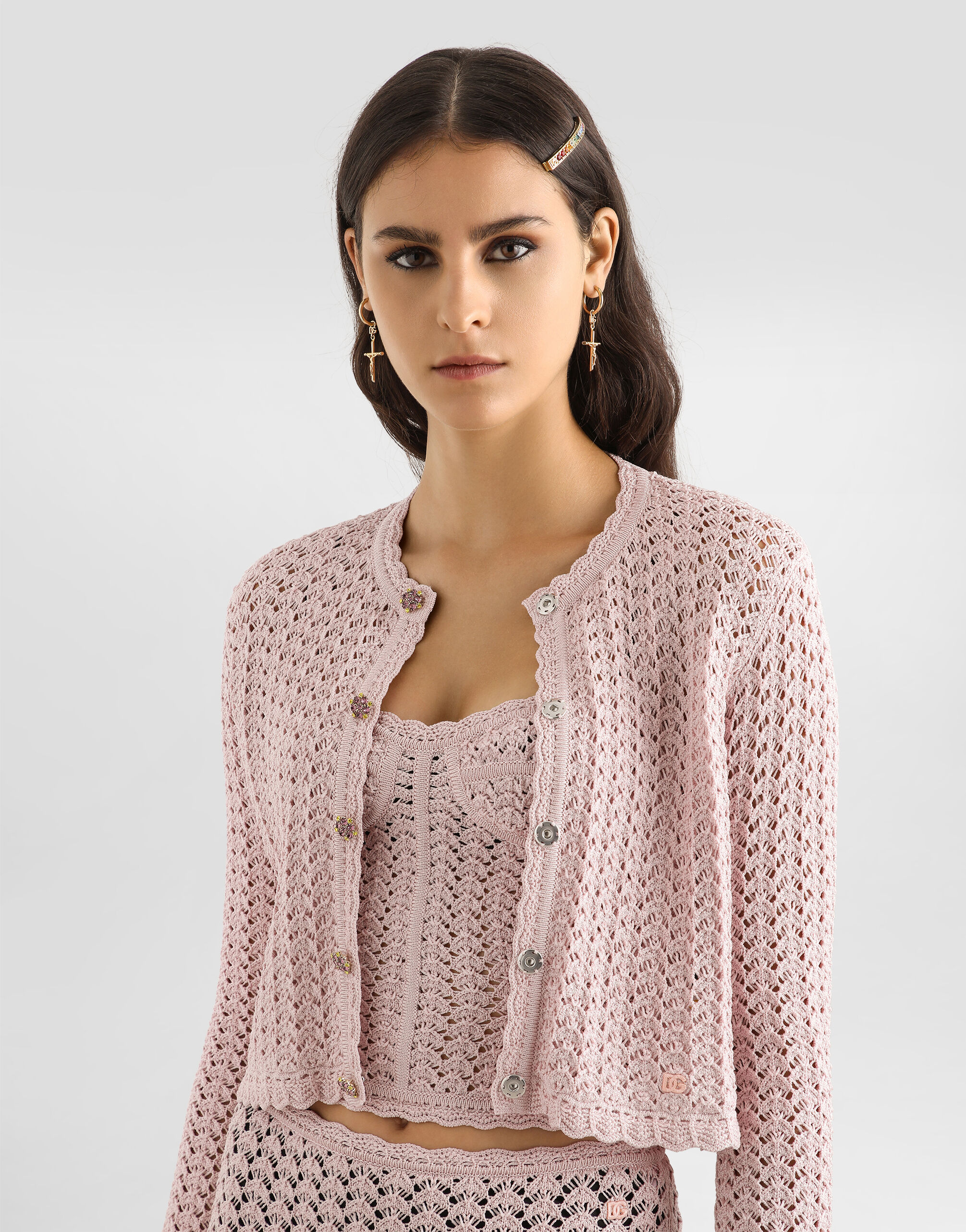 Viscose cardigan in Pink for Women | Dolce&Gabbana®