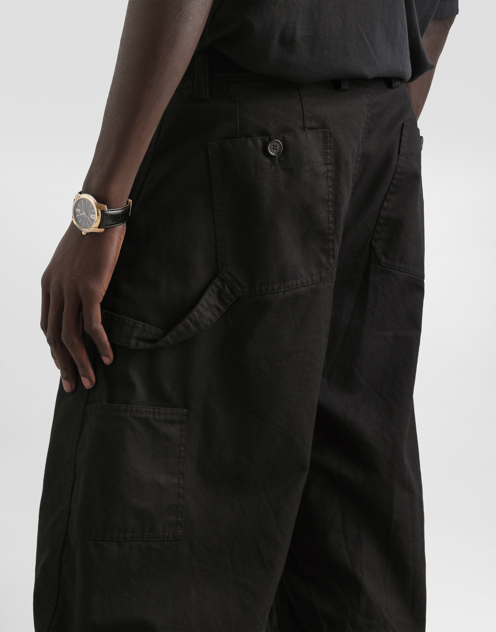 Technical cotton trousers in Black for Men | Dolce&Gabbana®