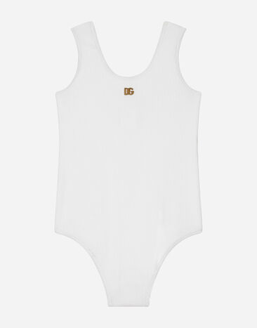 Dolce & Gabbana Gathered jersey one-piece swimsuit Print L5J838ON03W