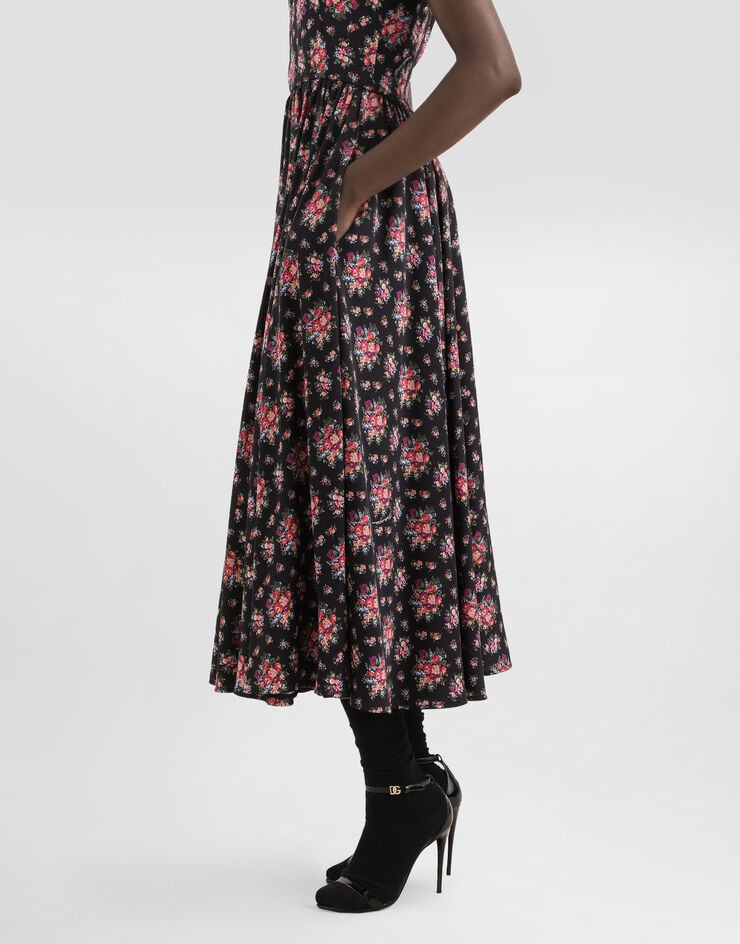 Dolce & Gabbana Small flower bouquets-print charmeuse dress Multicolor F60H2TFSA78