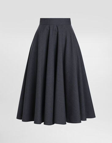 Dolce & Gabbana Woolen midi circle skirt Grey F4C2ITFU286