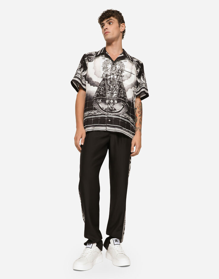 Dolce&Gabbana Printed silk habotai Hawaiian shirt Multicolor I5A24MGH178