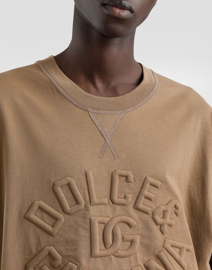 Dolce & Gabbana Camiseta de algodón con logotipo Marrón G8SJ6ZG7O2Q