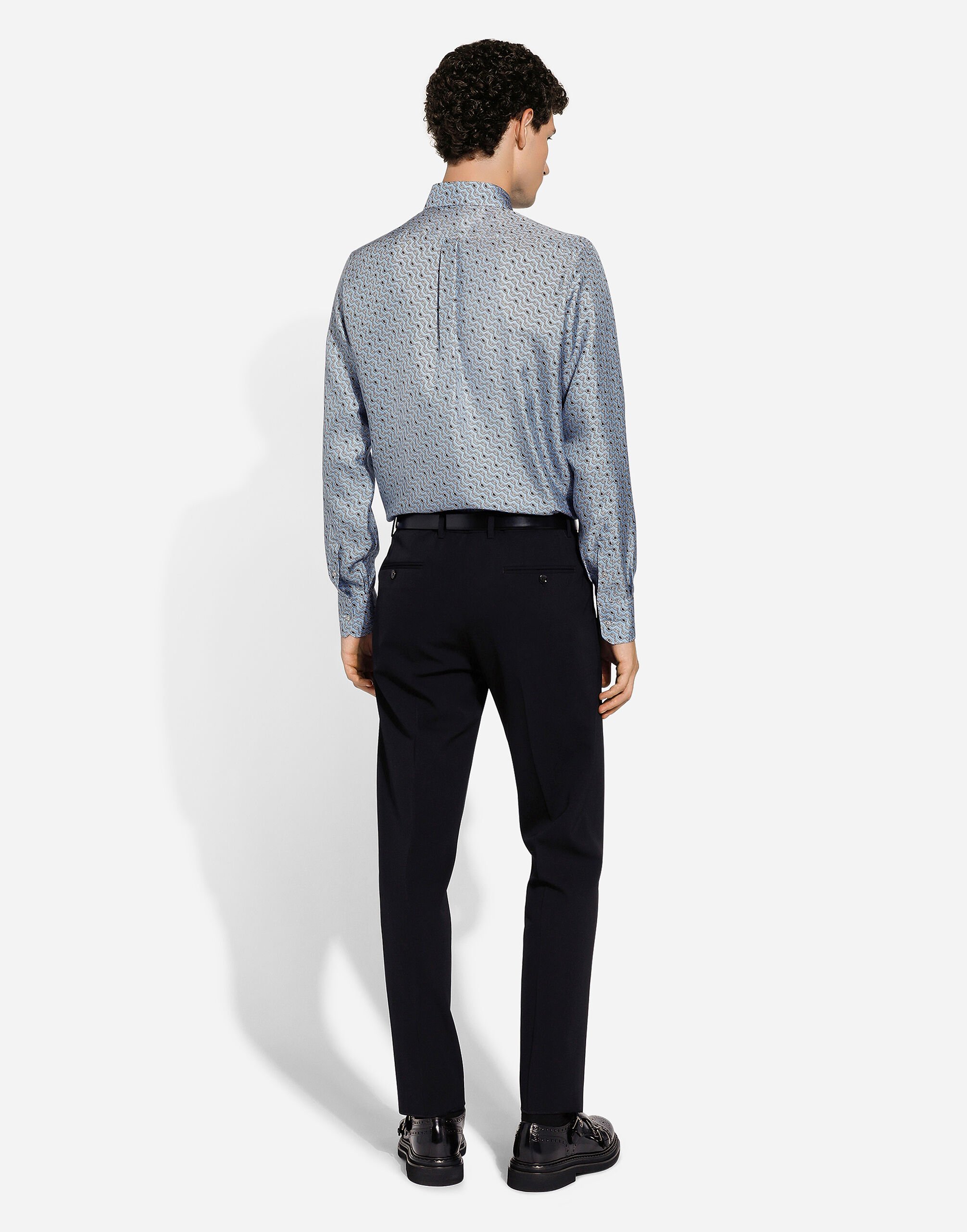 Silk Martini-fit shirt with tie print in #N/A for Men
