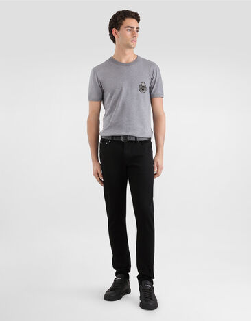 Dolce & Gabbana Cotton t-shirt with heraldic patch Grey G8PV1ZG7PJ6
