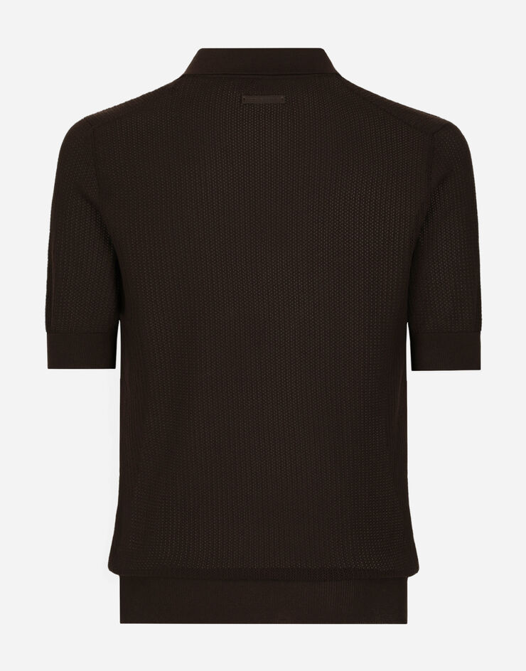 Dolce&Gabbana Cotton polo shirt with logo label Braun GXP68TJBCAB