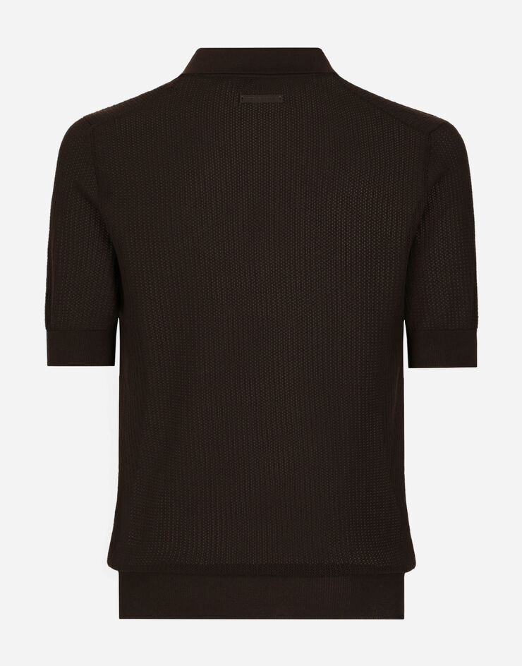 Dolce&Gabbana Pull polo en coton avec étiquette à logo Marron GXP68TJBCAB