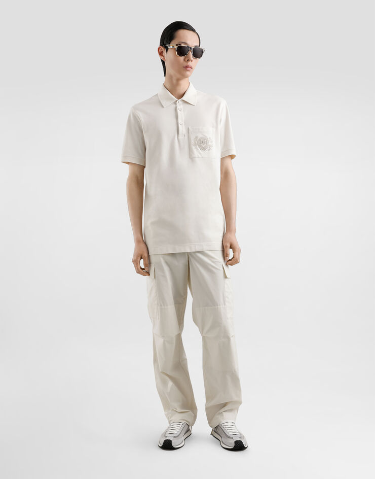 Dolce & Gabbana Polo de algodón con bordado Nata G8SN8ZG7O2I