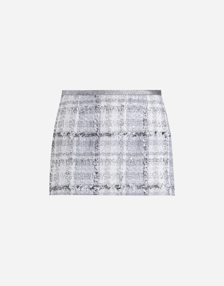 Dolce & Gabbana Lurex-Minirock aus kariertem Raschel-Tweed Mehrfarbig F4CC8TFQZAE