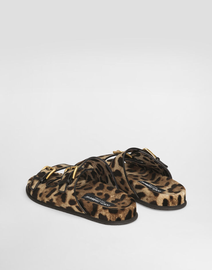 Dolce & Gabbana プリント ベルベット スライドサンダル プリ CQ0632A6L97