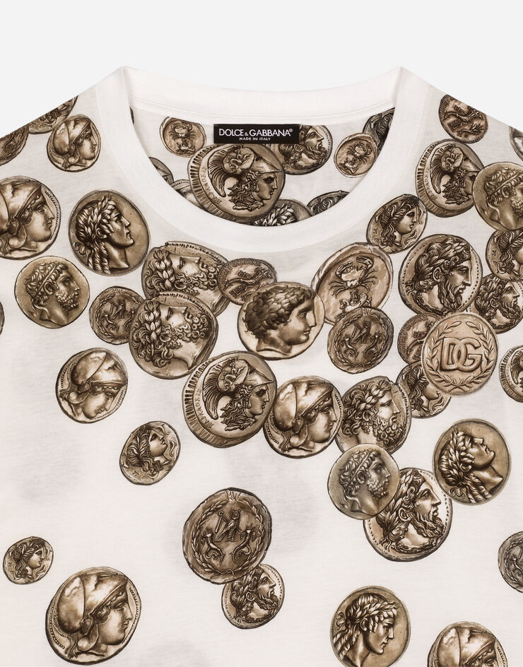 Dolce&Gabbana Coin print cotton T-shirt White G8PB8THI78G
