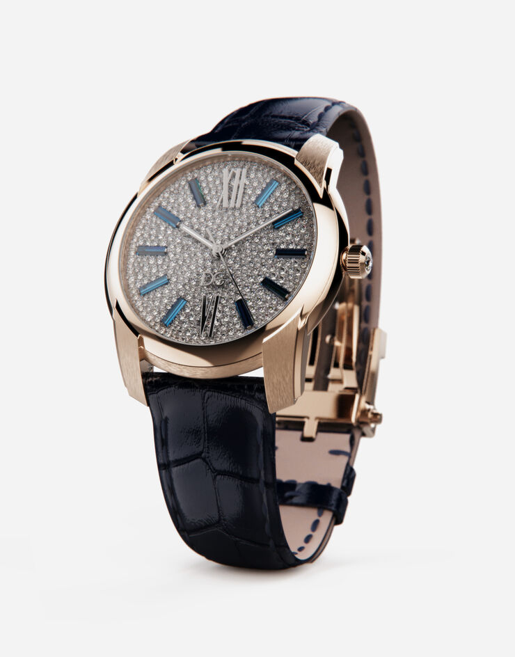 Dolce & Gabbana Montre or et pavé de diamants Bleu/Or Rose WWJE1GX5IDA