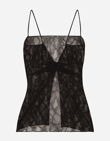 Dolce & Gabbana Floral stretch lace top Black F772YTFLUBM