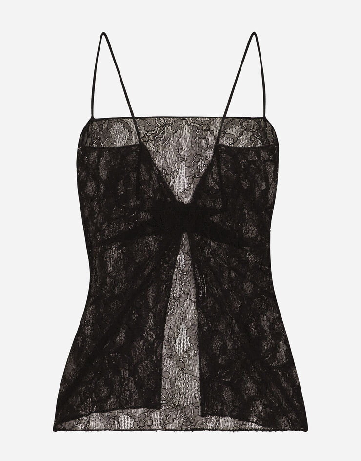 Dolce & Gabbana Floral stretch lace top Black F772YTFLUBM