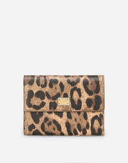 Dolce & Gabbana Leopard-print Crespo zip-around wallet with branded plate Black BI0473AG081
