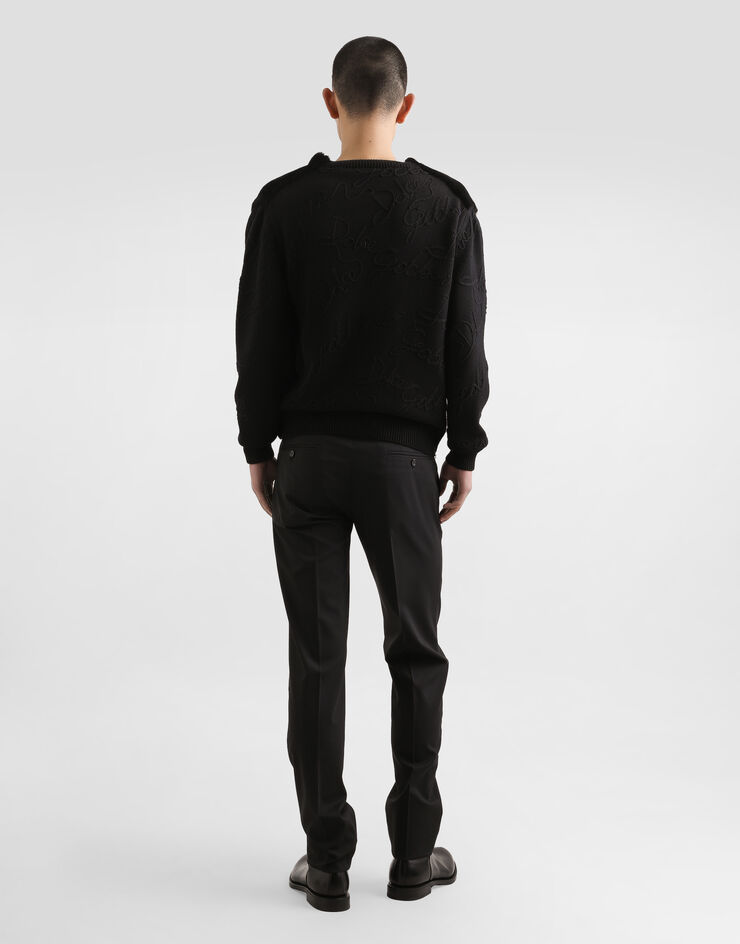 Dolce & Gabbana Embroidered crew neck pullover Black GXX01ZJDVC5