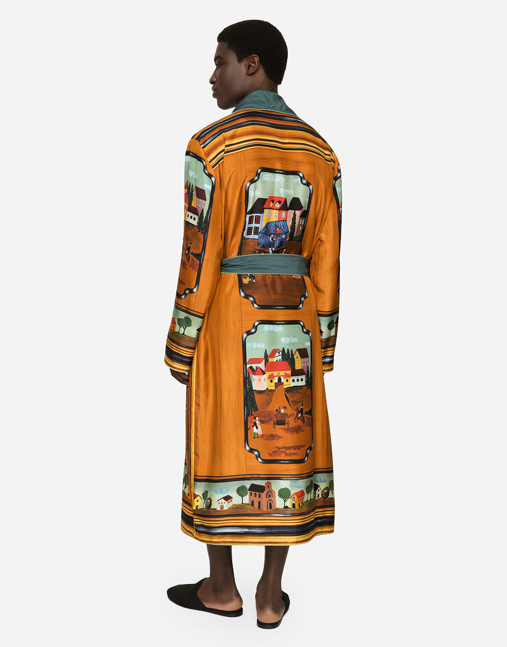 Dolce&Gabbana Silk habotai robe with closet print Multicolor I0224MGH176