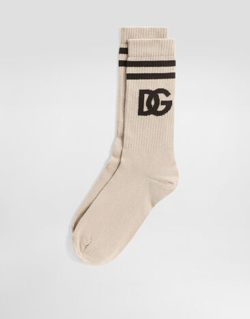 Dolce & Gabbana DG logo jacquard shaved sock Beige GXS80TJFMLA