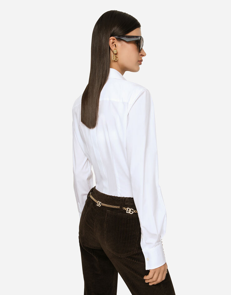 Dolce & Gabbana قميص بوبلين مرن أبيض F5G19TFUEEE