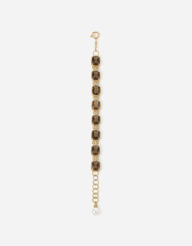 Dolce & Gabbana Anna bracelet in yellow 18kt gold with smoky quartzes Gold WBFA1GWQA01