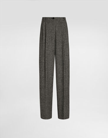 Dolce & Gabbana Wool blend trousers with dotted print Multicolor FTC3MTFMZAT