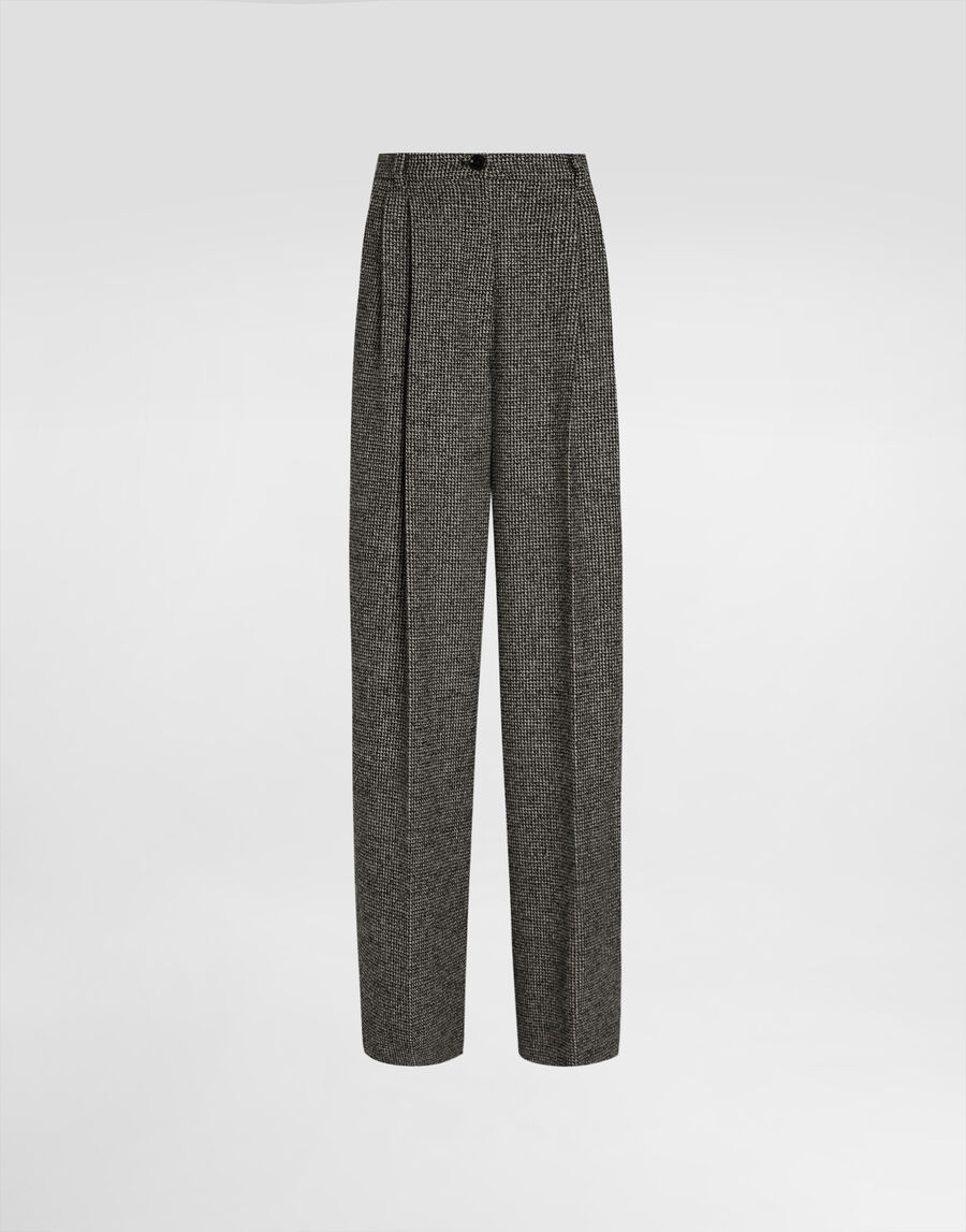 Wool blend trousers with dotted print
