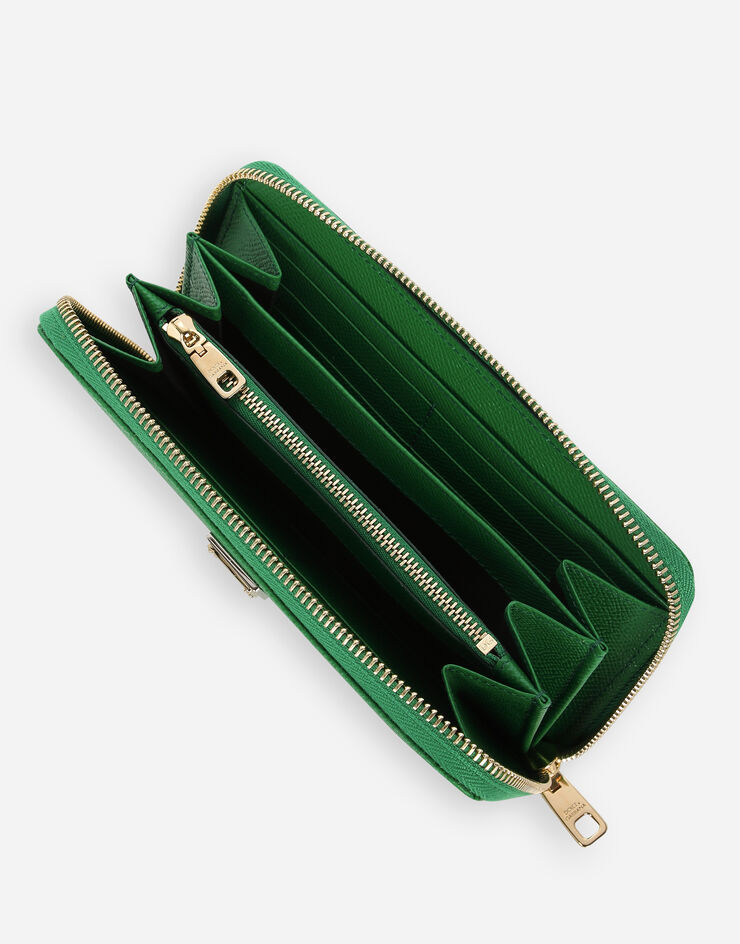 Dolce & Gabbana Dauphine calfskin zip-around wallet with branded tag Green BI0473A1001