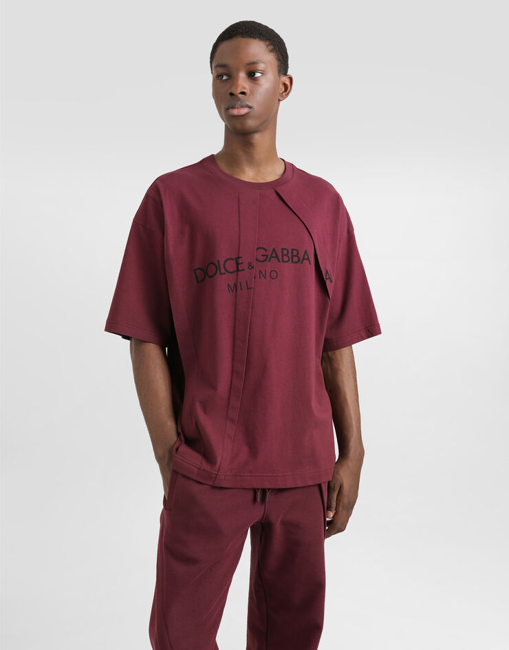 Dolce & Gabbana Cotton T-shirt with logo Bordeaux G8SN9TG7O2M