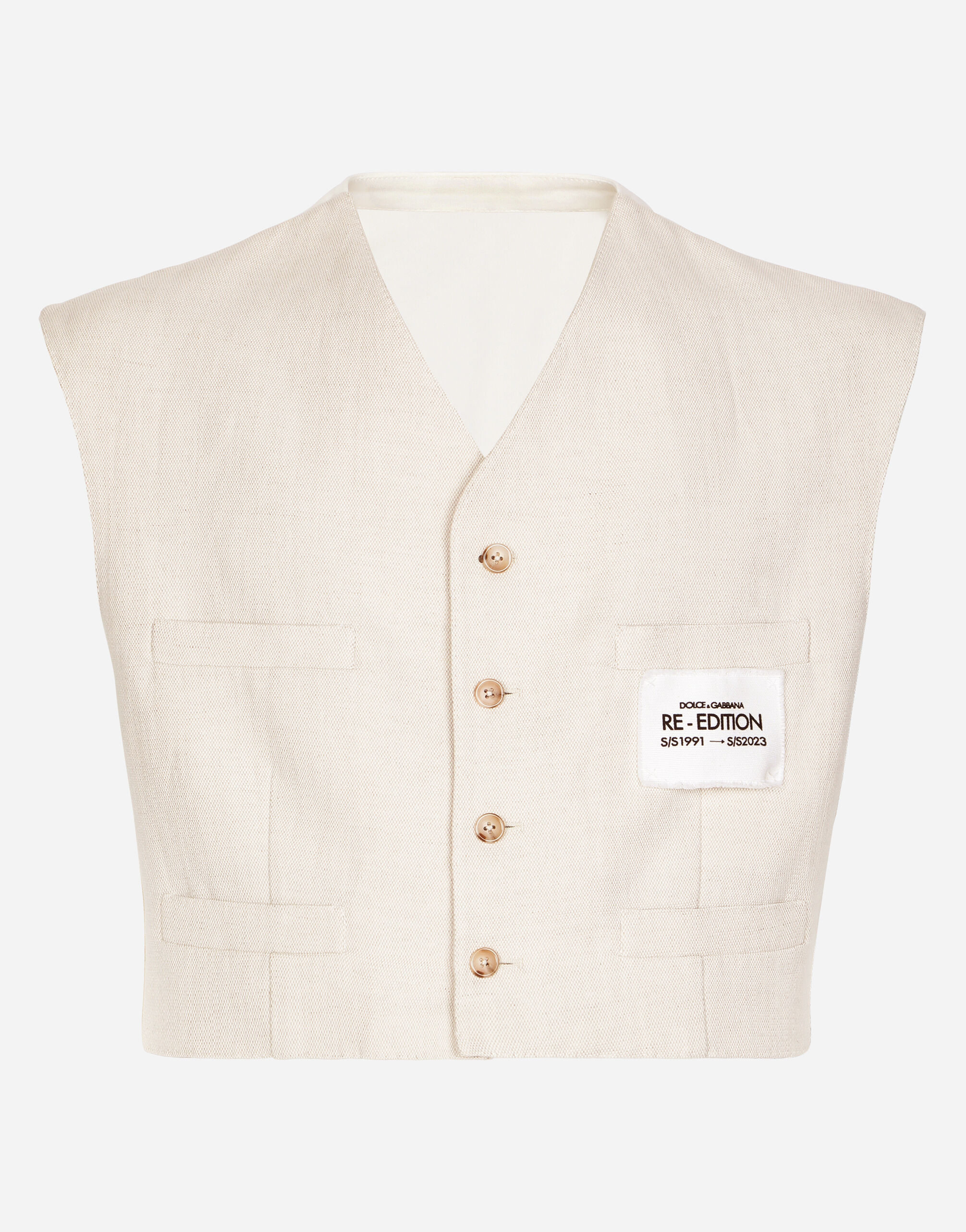 Dolce & Gabbana Linen and cotton vest with jersey details Multicolor G2RW2TFJOC8