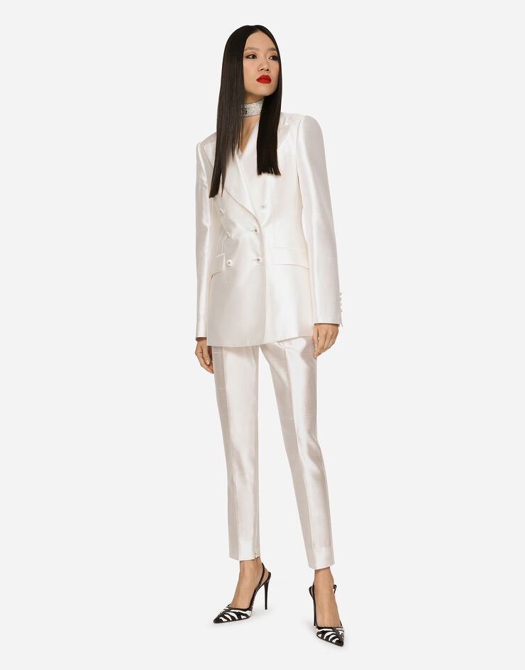Dolce & Gabbana Двубортный пиджак Turlington из чесучи белый F29QFTFU1L5