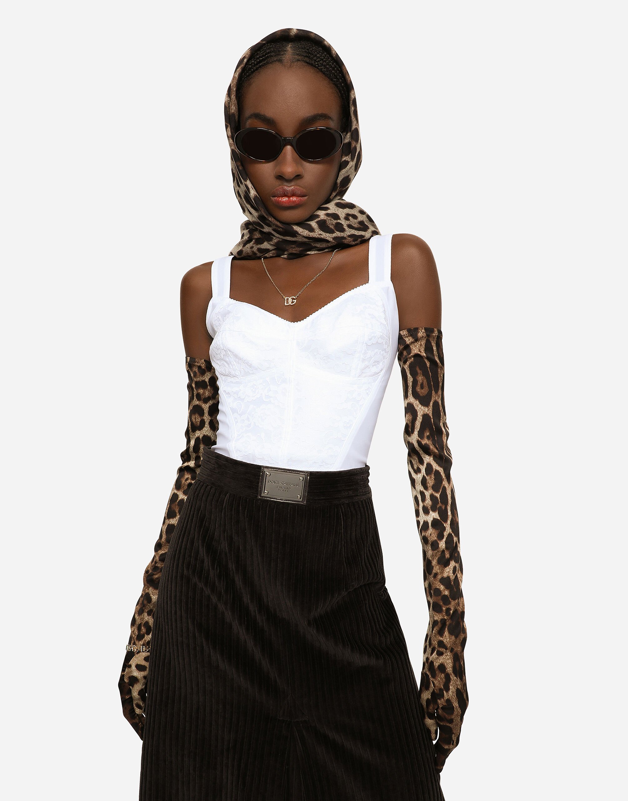 ホワイトのウィメンズ ビスチェ コルセッテリア ジャカードシース