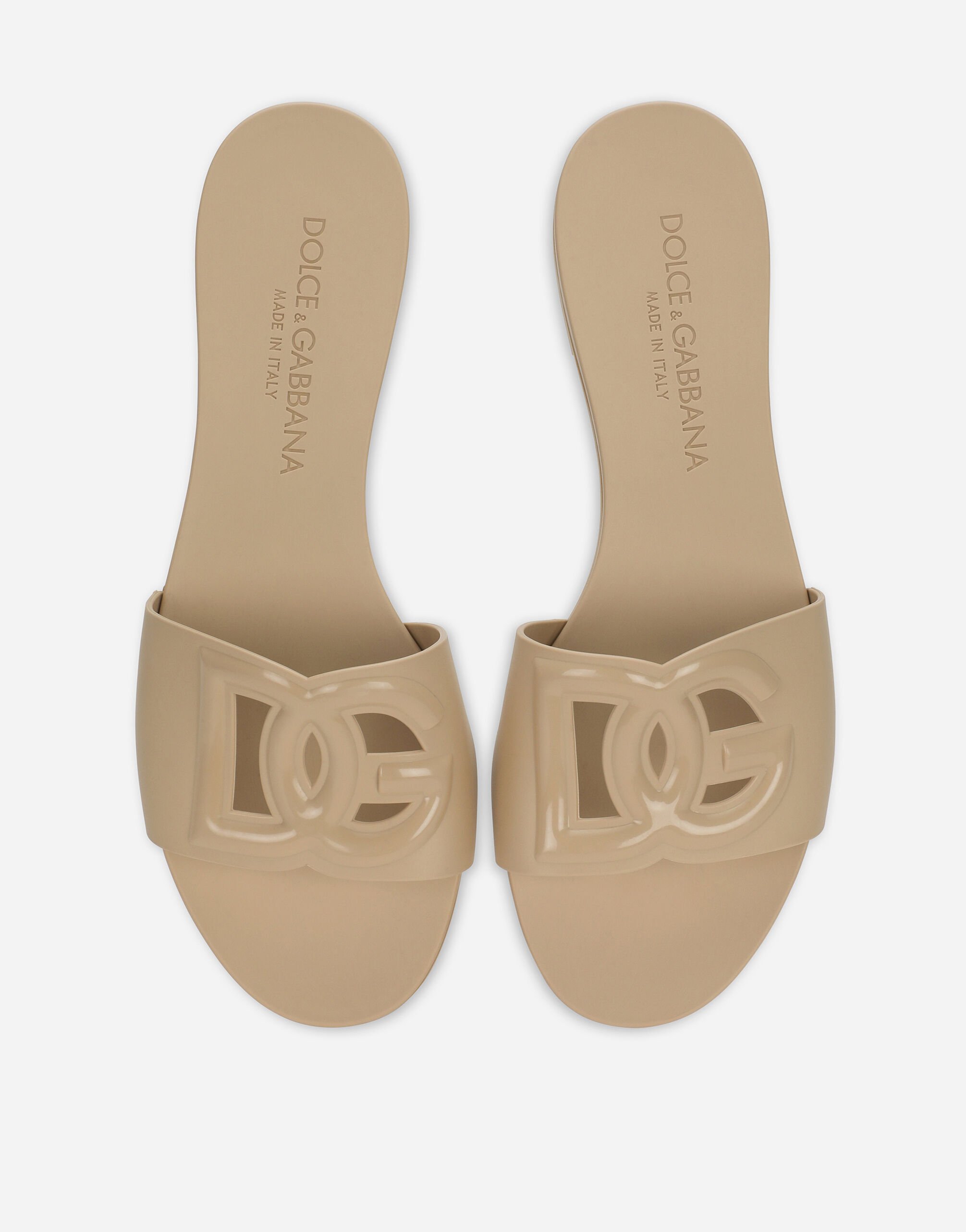 Rubber beachwear sliders in Beige for Women | Dolce&Gabbana®