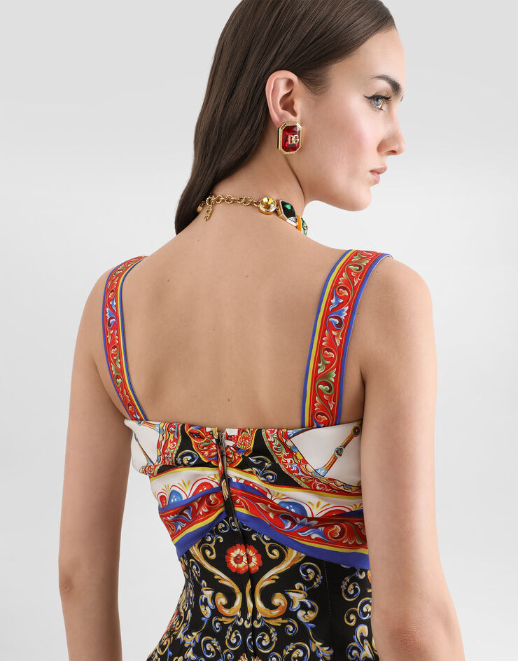 Dolce & Gabbana Carretto-print twill dress Multicolor F6TZBTGDDTI