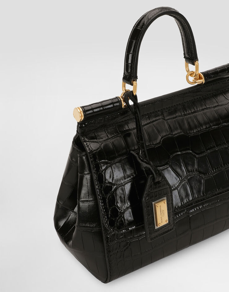 Dolce & Gabbana Medium Sicily handbag in alligator leather Black BB6003B2EM0
