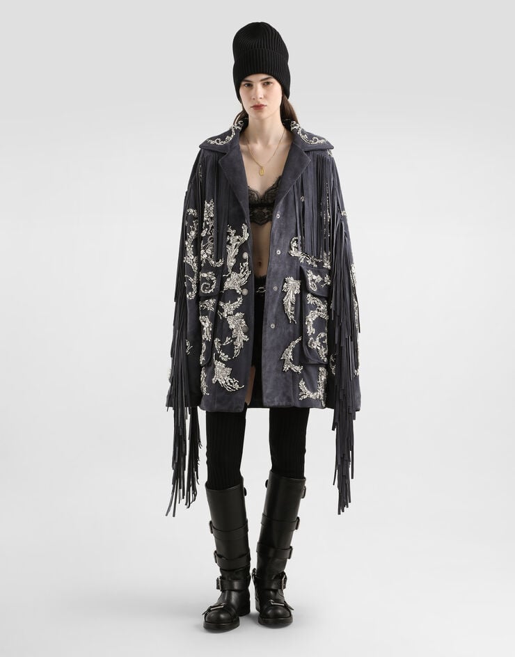 Dolce & Gabbana Embroidered split leather jacket Dolce & Gabbana Embroidered split leather jacket Multicolor F9T90ZGDDFX