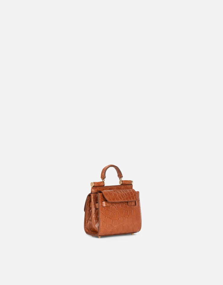 Dolce & Gabbana Sicily 58 micro bag in crocodile flank leather BROWN BI1403A2V87