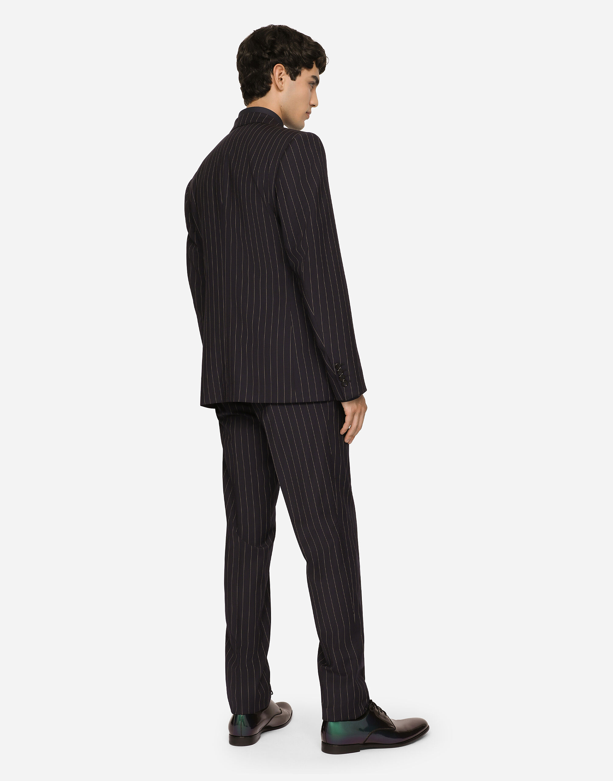 Double-breasted pinstripe stretch wool Sicily-fit suit in Multicolor for  Men | Dolce&Gabbana® US