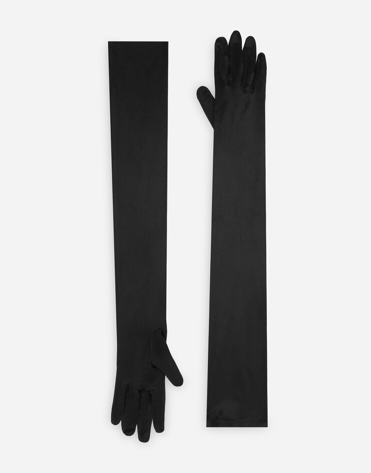 Dolce&Gabbana KIM DOLCE&GABBANA Long stretch satin gloves Black FG108AFURAG