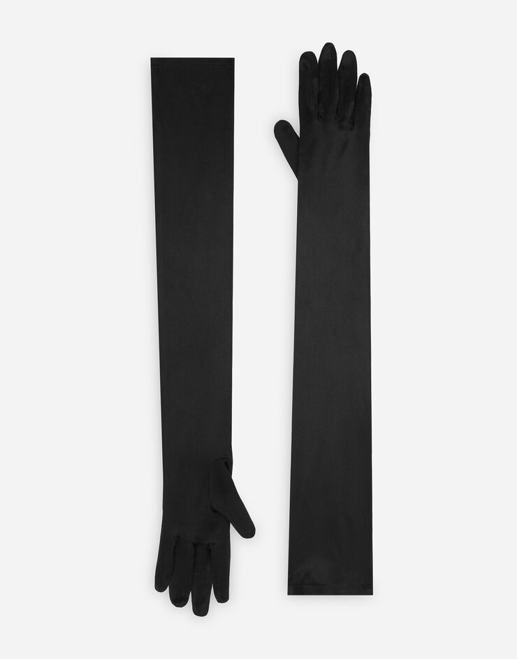 Dolce&Gabbana KIM DOLCE&GABBANA Длинные перчатки из эластичного атласа черный FG108AFURAG