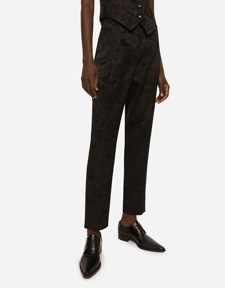 Floral jacquard pants in Black for Women | Dolce&Gabbana®