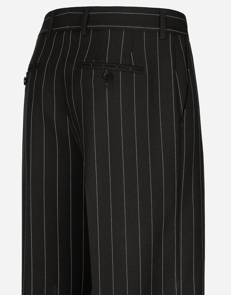 Dolce & Gabbana Flared pinstripe woolen pants Black FTC31TFR20A