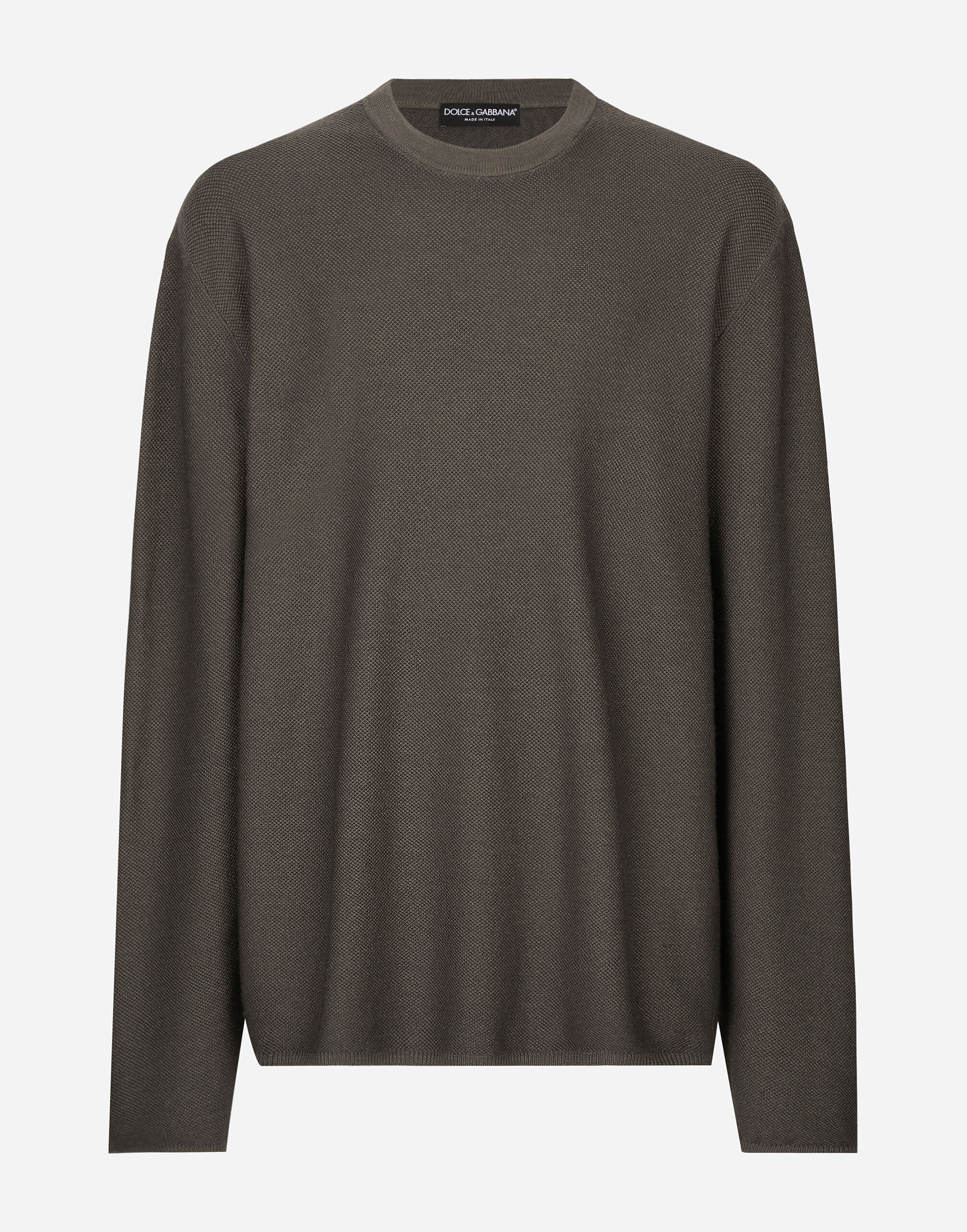 Wool round neck sweater in Grey for Men Dolce Gabbana