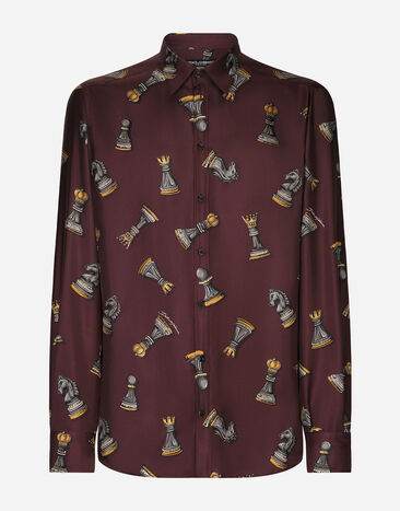 Dolce & Gabbana Printed silk Martini-fit shirt Black VG4451VP387