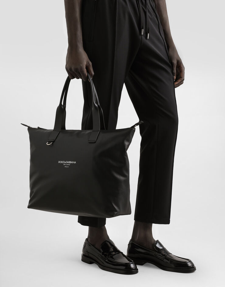 Dolce & Gabbana حقيبة تسوق متوسطة من جلد عجل أسود BM2375A6E48