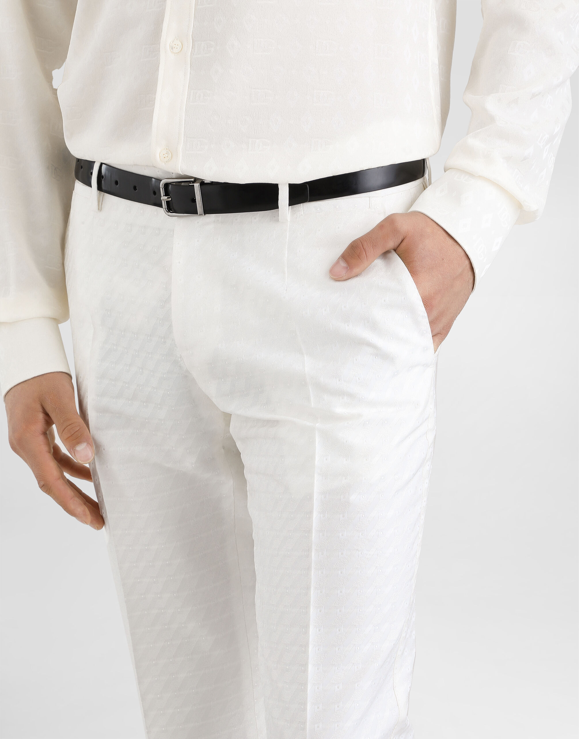 Micro pattern jacquard trousers - thumbnail 9